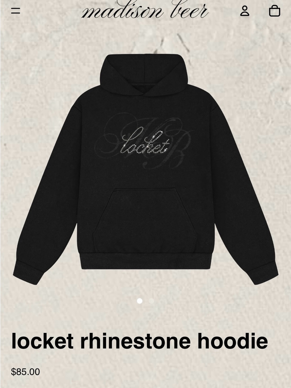 Madison Black Locket Rhinestone Hoodie